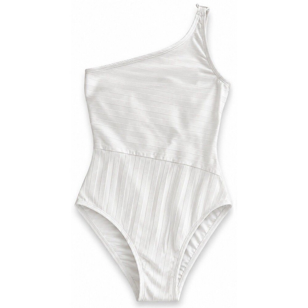 La Blanca Women’s White One Shoulder Lace Up Back One Piece Swimsuit Size 4